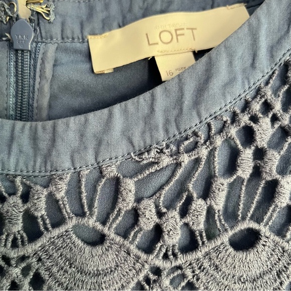 LOFT Blue Crochet Sleeveless Mini Dress size 16 - Picture 9 of 9